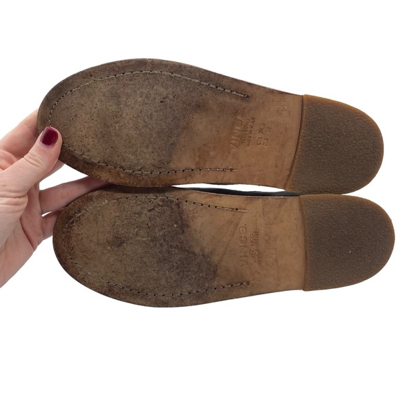 Vince Shoes Gray Leather Suede Slip On Flats Casual Italy Womens Cap Toe Sz 7.5 - Picture 6 of 8